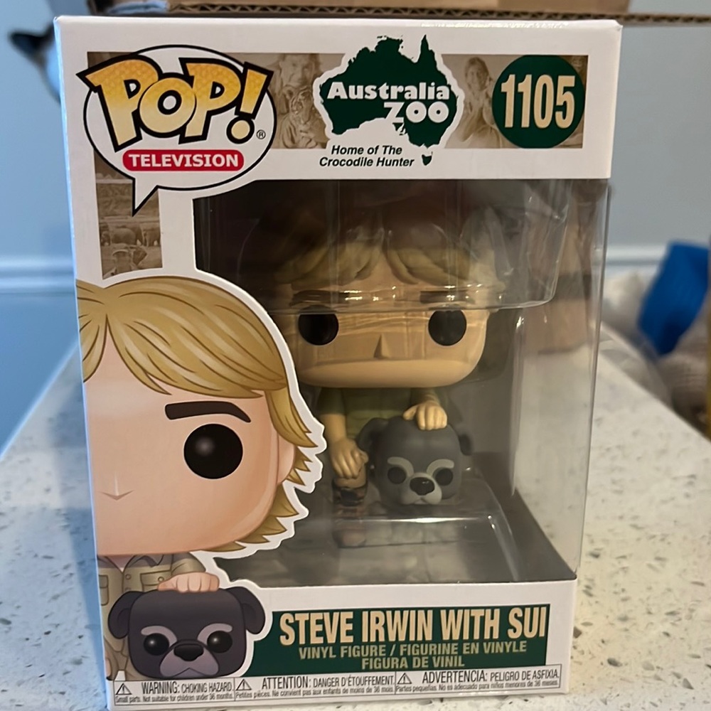 Steve Irwin with Sui funko pop figure